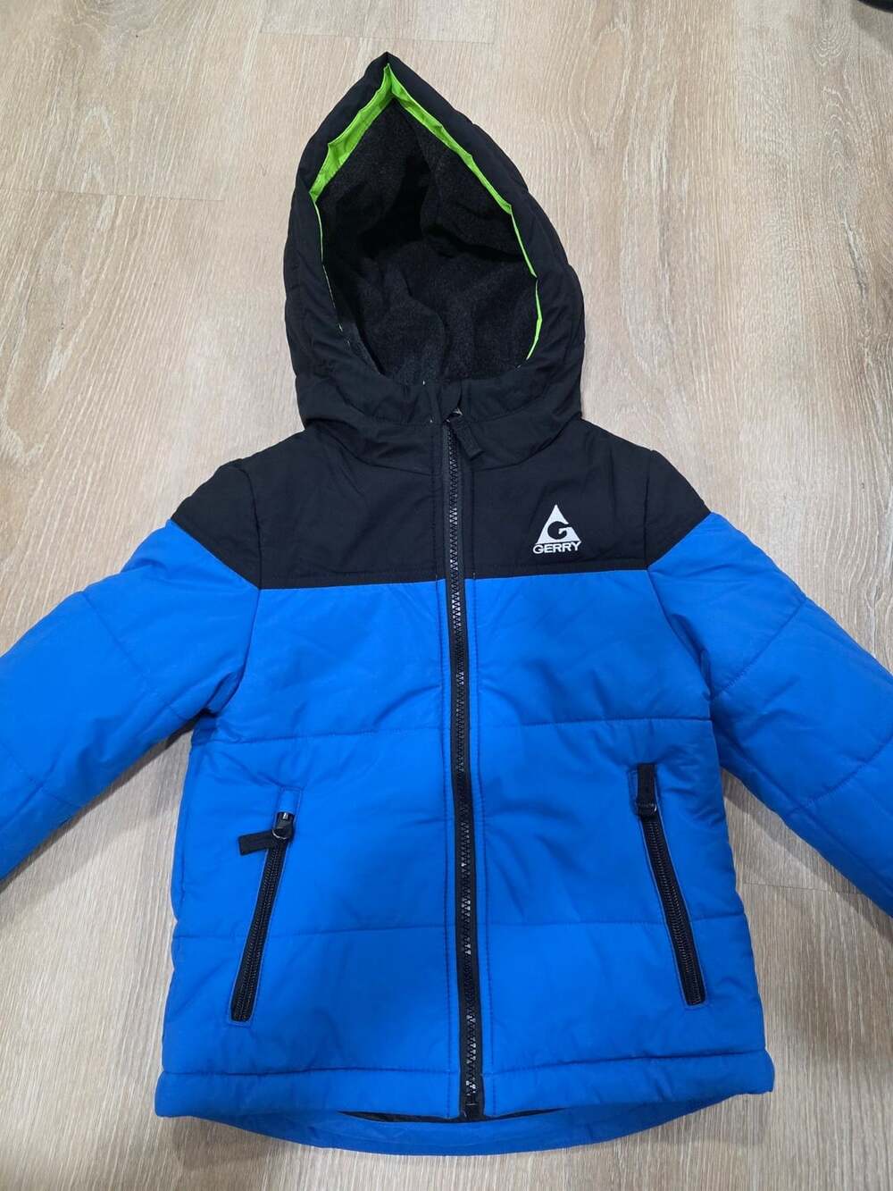 Gerry Boys Winter Jacket Blue Black Hooded Puffer